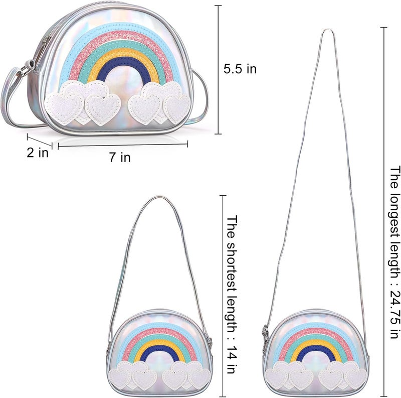 Dksyee Cute Leather Rainbow Crossbody Bag for Little Girls - Image 4